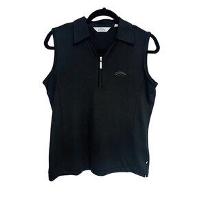 Callaway Black Sleeveless Zip Polo Top
